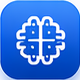 Blue app icon with a white circuit-brain emblem, suggesting neuroscience or AI-related software