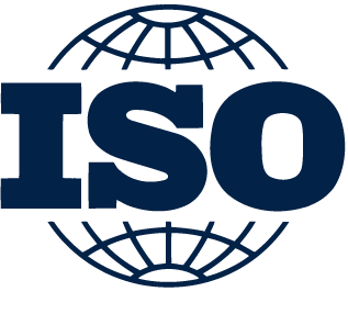 ISO logo: blue globe behind the bold letters ISO, representing the International Organization for Standardization