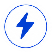 Blue lightning bolt inside a white circle emblem (electricity/power icon)