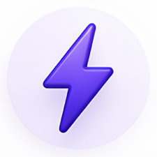 Purple lightning bolt icon centered on a pale circular background, symbolizing power or speed