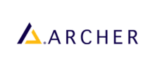 Archer logo with a blue and yellow triangular mark to the left of the word ARCHER in blue.