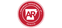 Arkansas Department of Health logo (red circular seal with ADH initials).