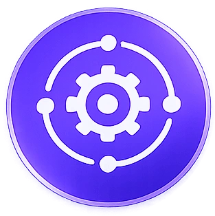 ai-services-icon-10webp - Rannsolve - Rannsolve Settings icon: gear inside a circular orbit on a purple button, indicating Preferences