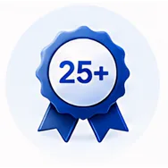 home_icon_enterprise_1 - Rannsolve Blue ribbon award badge with the text '25+' in the center