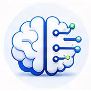 home_icon_enterprise_4 - Rannsolve Illustration of a blue brain with circuit lines, symbolizing artificial intelligence and neural networks.